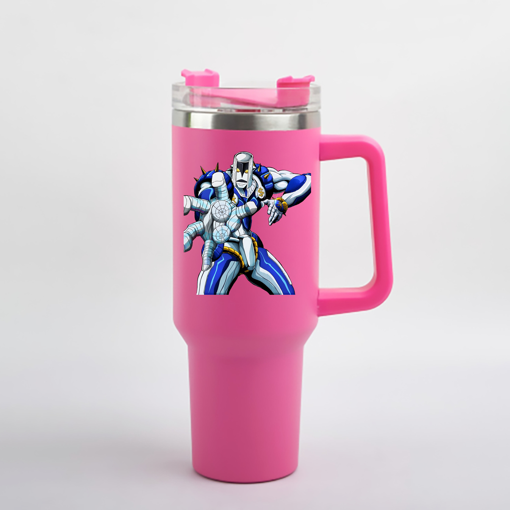 （画像用） ジョジョの奇妙な冒険 虹村億泰 にじむら おくやす JoJo's Bizarre Adventure Nijimura Okuyasu 1200mL車用タンブラー - クリスタルステッカー（プラスチックストロー付き）